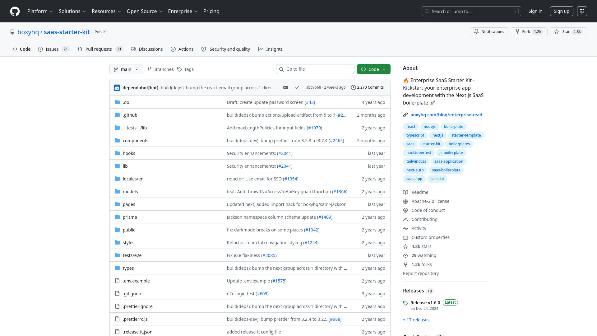 Screenshot of Enterprise SaaS Starter Kit