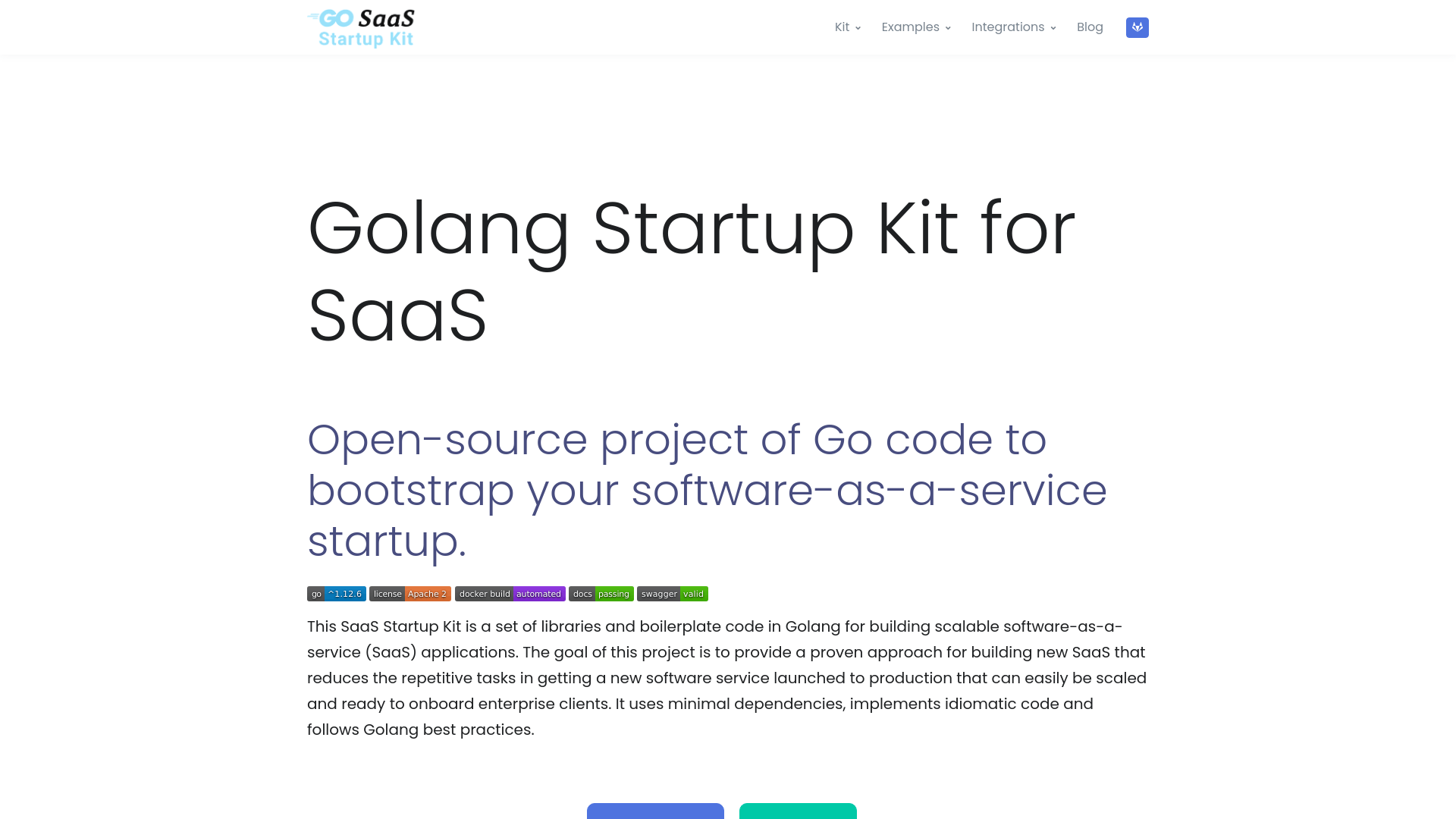 Screenshot of Golang SaaS Startup Kit