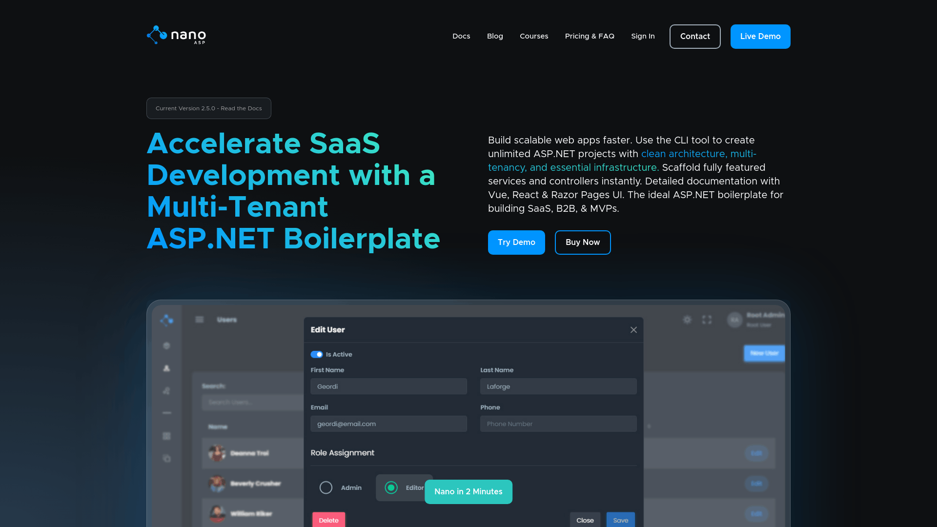 Screenshot of NanoASP
