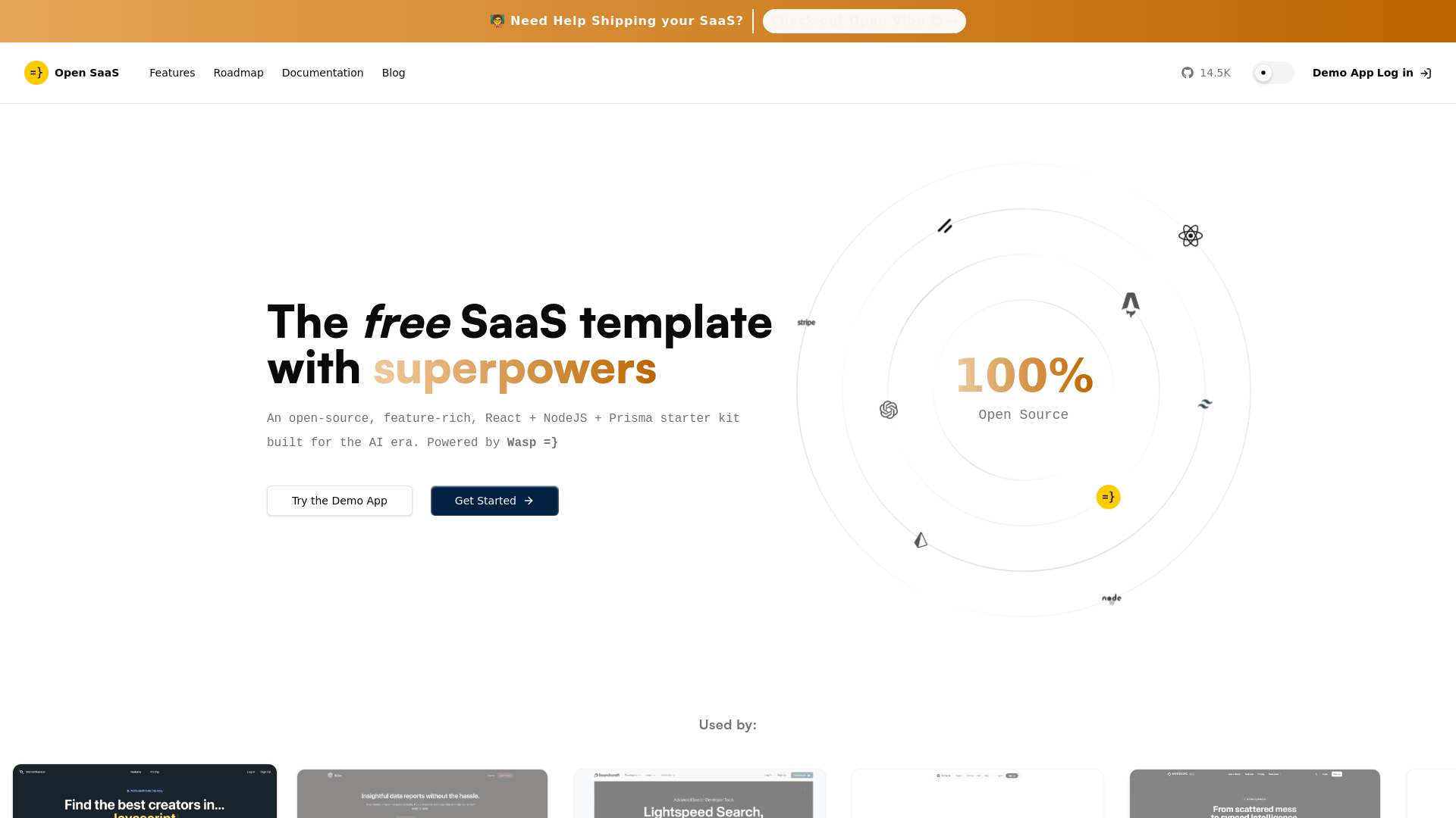 Screenshot of OpenSaaS