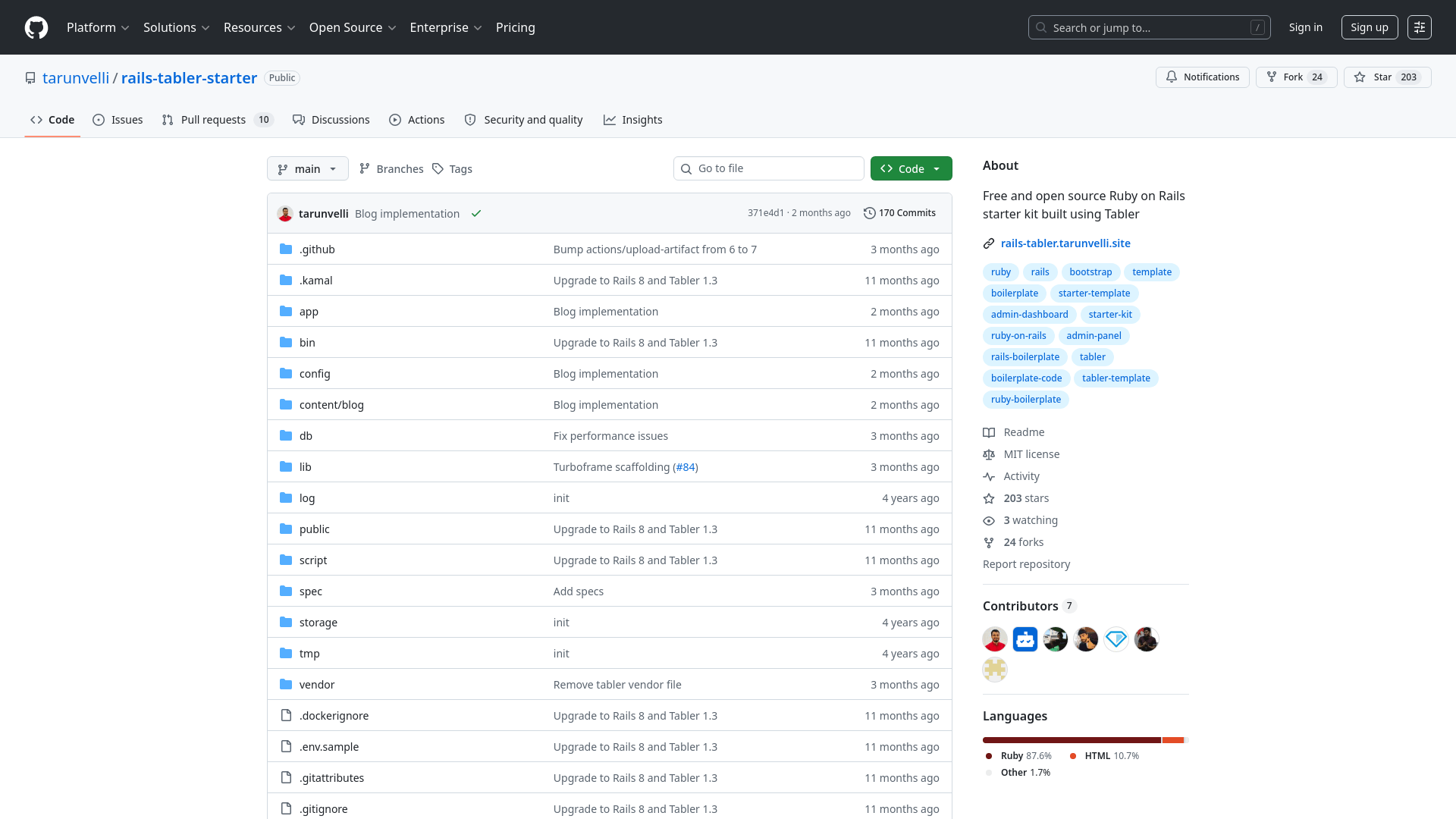 Screenshot of Rails Tabler Starter