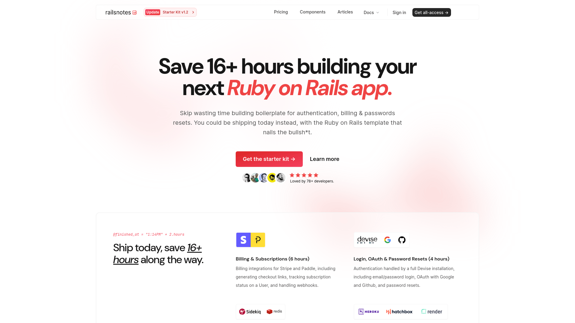 Screenshot of Ruby on Rails Starter Kit