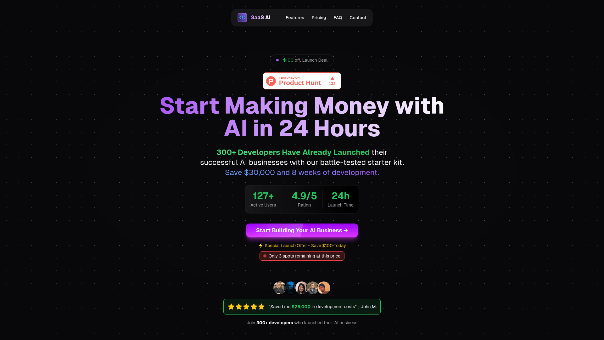 Screenshot of SaaS AI