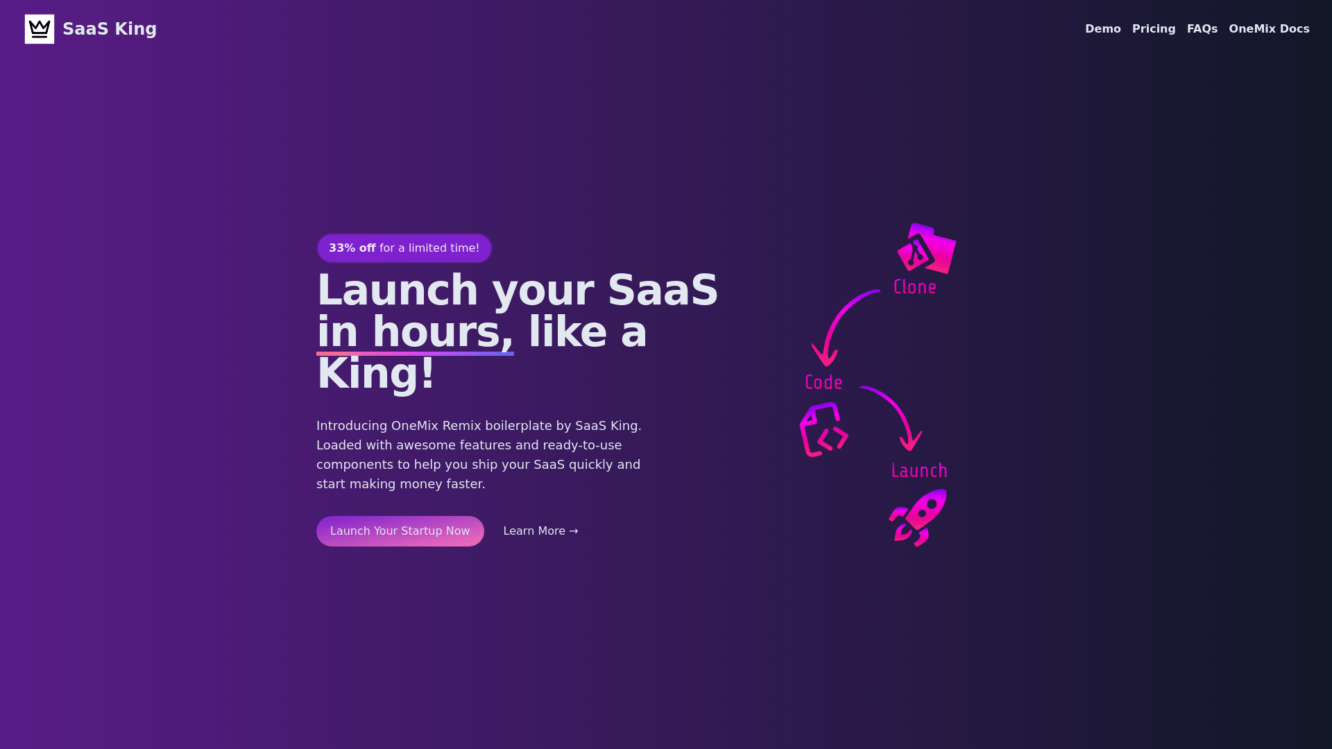 Screenshot of SaaS King