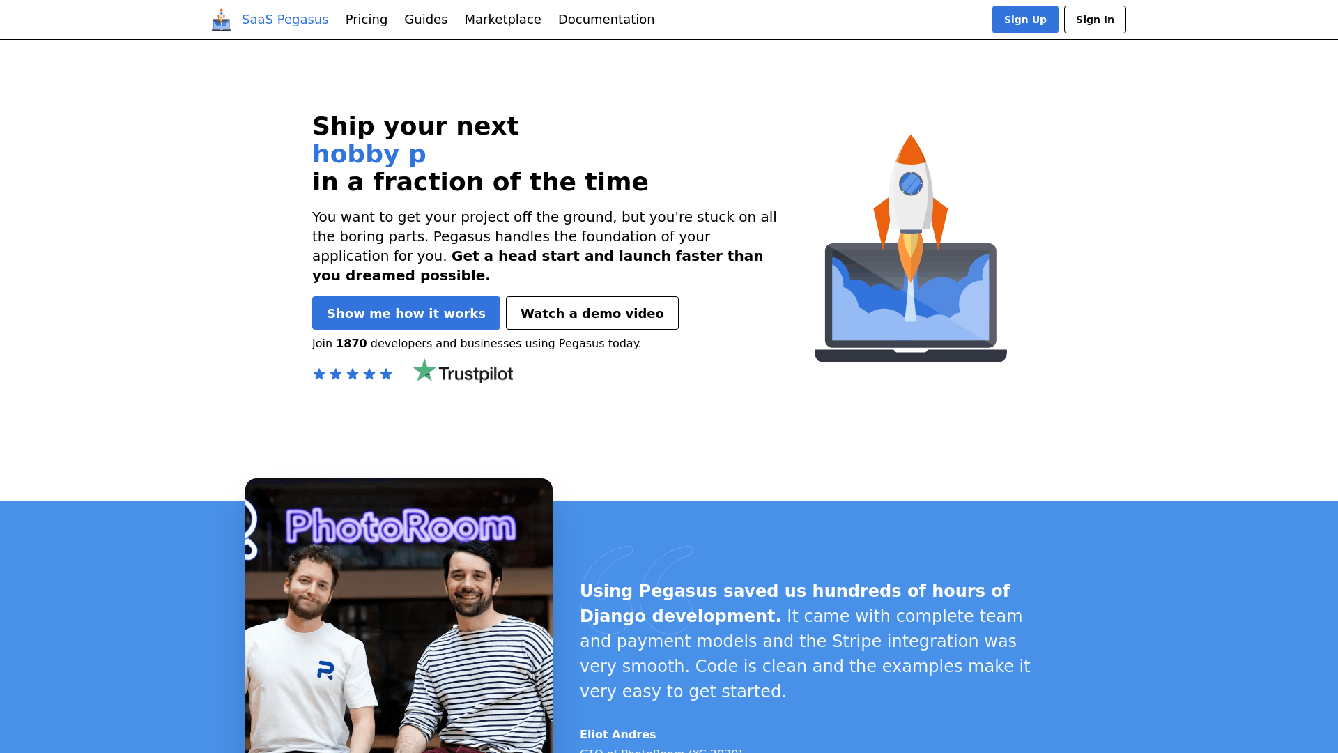 Screenshot of SaaS Pegasus
