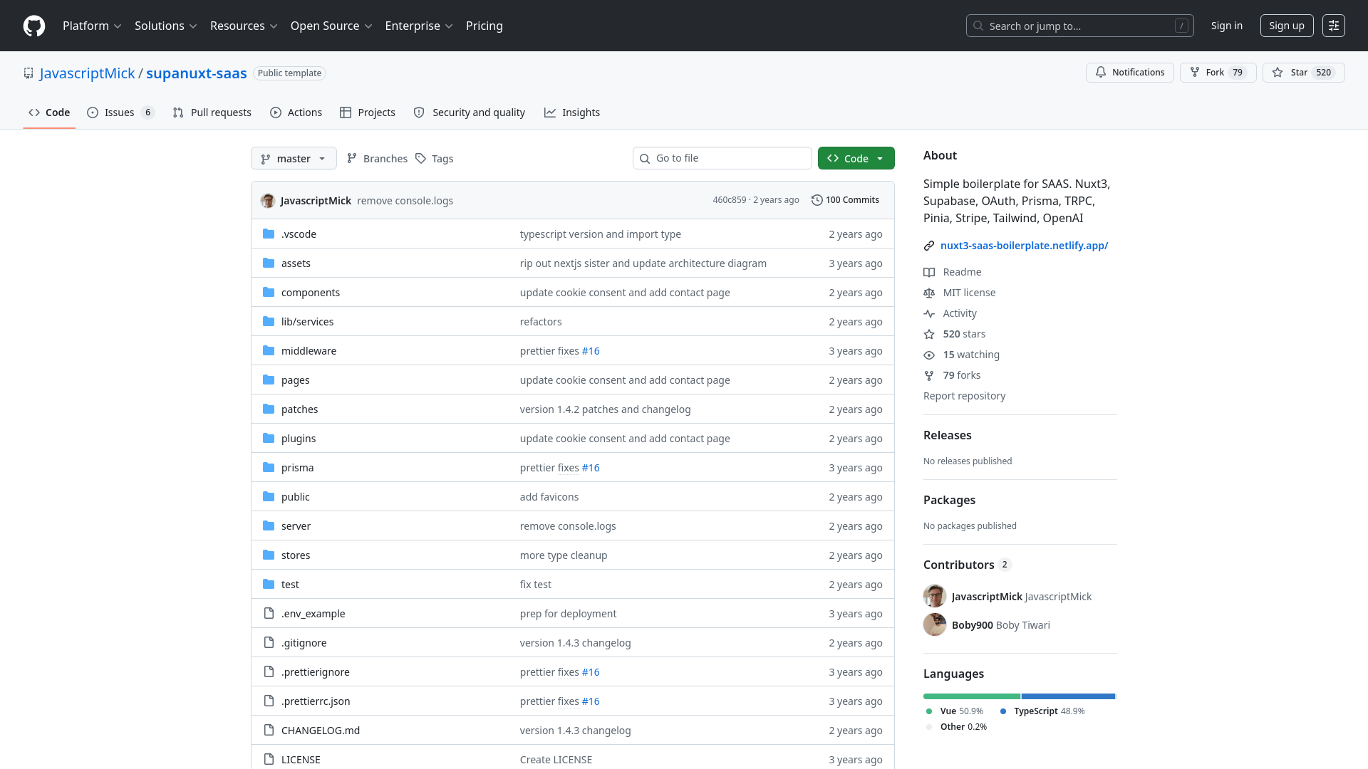 Screenshot of Supanuxt