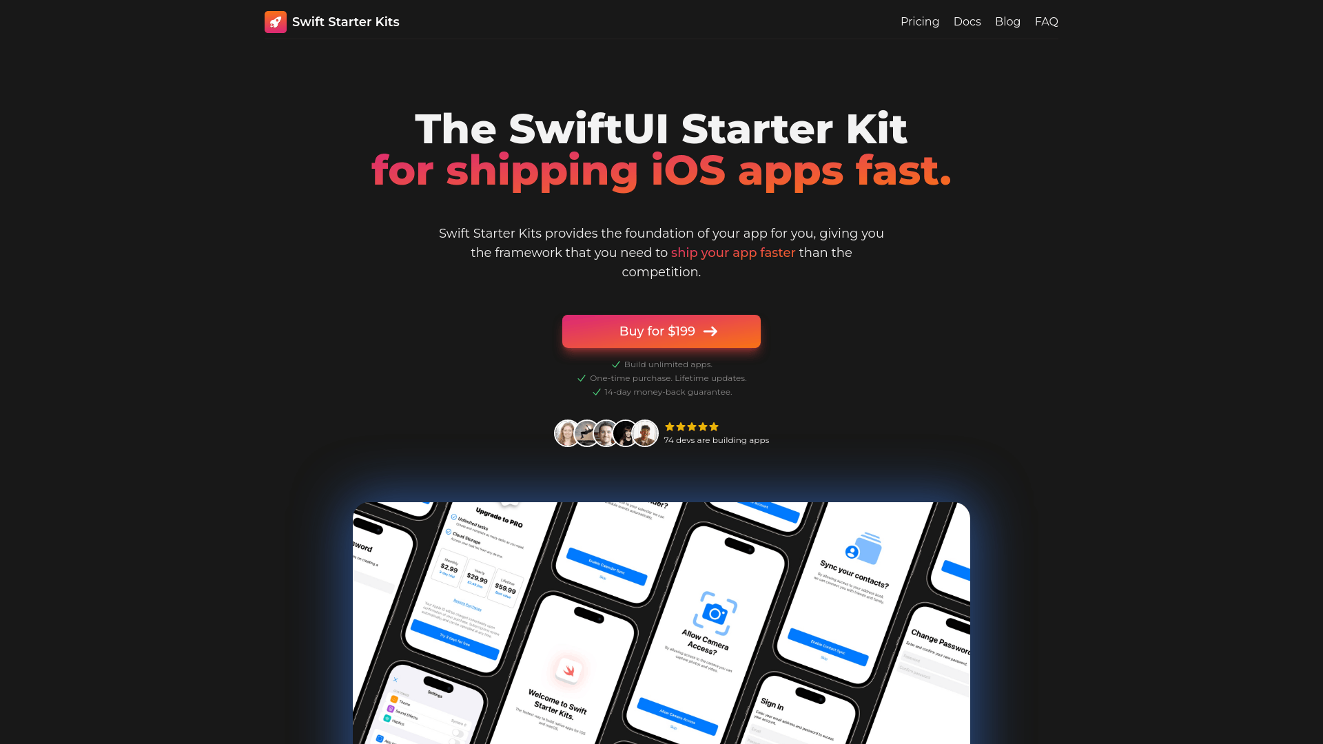 Screenshot of Swift Starter Kits