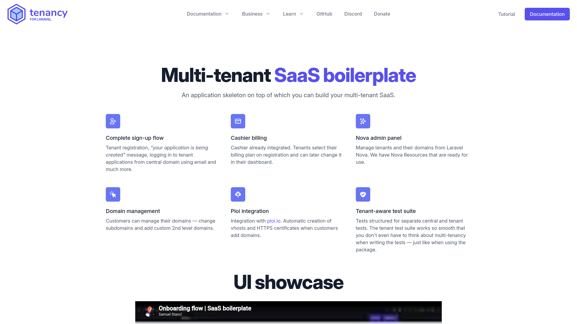 Screenshot of Tenancy for Laravel